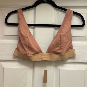 SKIMS Cotton Rib Plunge Bralette in Sedona